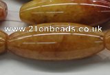 CYJ410 15.5 inches 18*45mm rice yellow jade gemstone beads