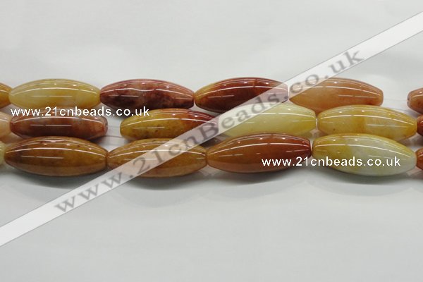 CYJ410 15.5 inches 18*45mm rice yellow jade gemstone beads