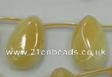 CYJ54 20*30mm top-drilled twisted teardrop yellow jade gemstone beads