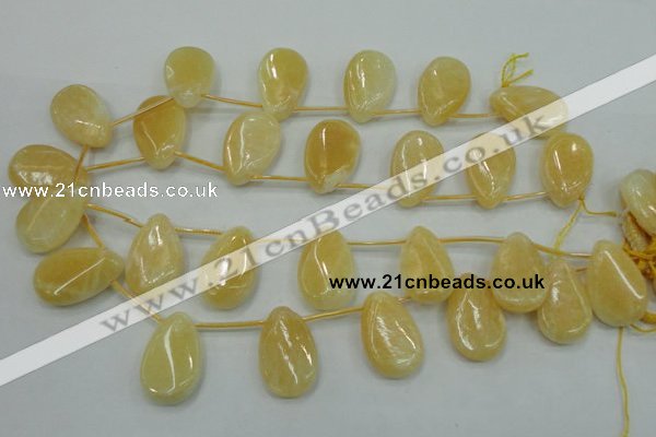 CYJ54 20*30mm top-drilled twisted teardrop yellow jade gemstone beads