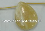 CYJ56 30*40mm top-drilled flat teardrop yellow jade gemstone beads