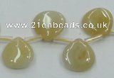 CYJ57 15*15mm top-drilled flat teardrop yellow jade gemstone beads