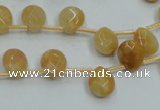 CYJ58 15.5 inches 10*12mm briolette yellow jade gemstone beads