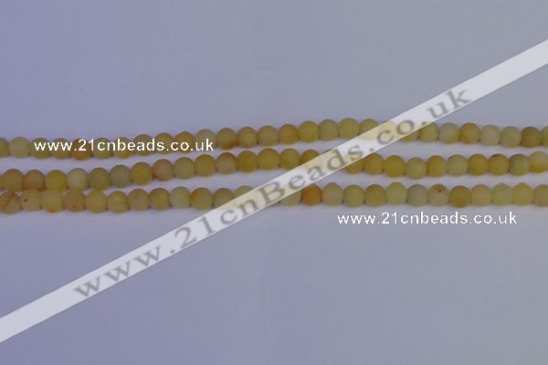 CYJ600 15.5 inches 4mm round matte yellow jade beads wholesale