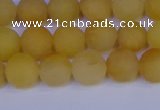 CYJ602 15.5 inches 8mm round matte yellow jade beads wholesale