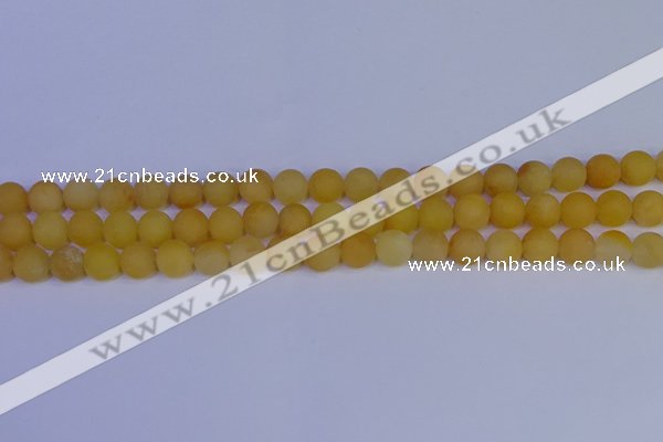 CYJ602 15.5 inches 8mm round matte yellow jade beads wholesale