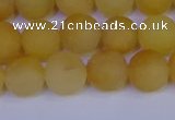 CYJ603 15.5 inches 10mm round matte yellow jade beads wholesale