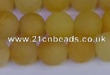 CYJ604 15.5 inches 12mm round matte yellow jade beads wholesale