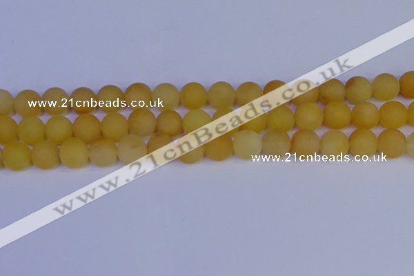 CYJ604 15.5 inches 12mm round matte yellow jade beads wholesale