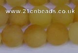 CYJ605 15.5 inches 14mm round matte yellow jade beads wholesale