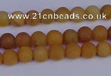 CYJ610 15.5 inches 4mm round matte yellow jade beads wholesale