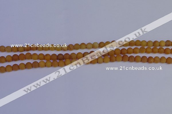 CYJ610 15.5 inches 4mm round matte yellow jade beads wholesale