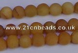 CYJ611 15.5 inches 6mm round matte yellow jade beads wholesale