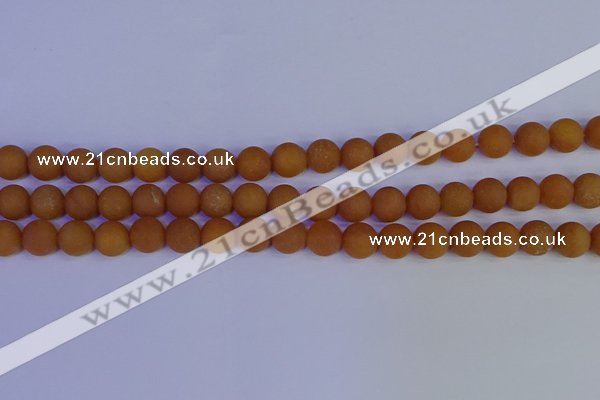 CYJ612 15.5 inches 8mm round matte yellow jade beads wholesale