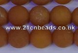 CYJ614 15.5 inches 12mm round matte yellow jade beads wholesale