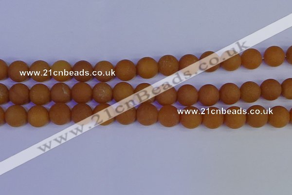 CYJ614 15.5 inches 12mm round matte yellow jade beads wholesale