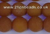 CYJ615 15.5 inches 14mm round matte yellow jade beads wholesale