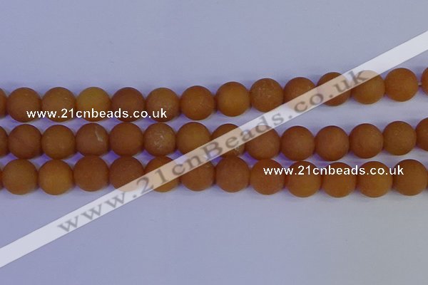 CYJ615 15.5 inches 14mm round matte yellow jade beads wholesale