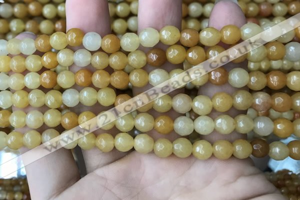 CYJ631 15.5 inches 6mm faceted round yellow jade beads wholesale