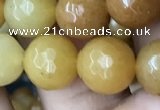 CYJ633 15.5 inches 10mm faceted round yellow jade beads wholesale