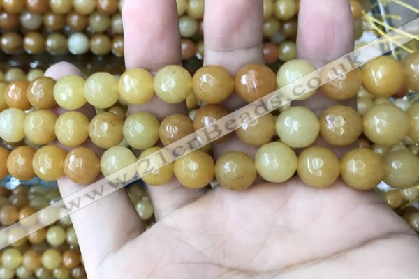 CYJ633 15.5 inches 10mm faceted round yellow jade beads wholesale