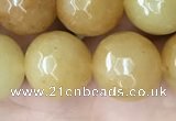 CYJ634 15.5 inches 12mm faceted round yellow jade beads wholesale