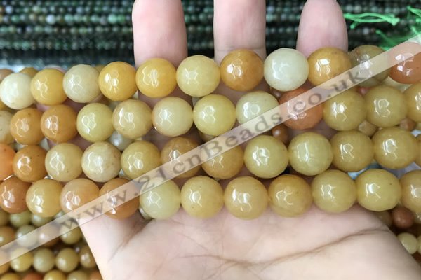 CYJ634 15.5 inches 12mm faceted round yellow jade beads wholesale