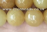 CYJ635 15.5 inches 14mm faceted round yellow jade beads wholesale