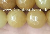 CYJ635 15.5 inches 14mm faceted round yellow jade beads wholesale