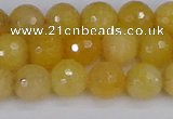 CYJ640 15.5 inches 8mm faceted round yellow jade beads wholesale