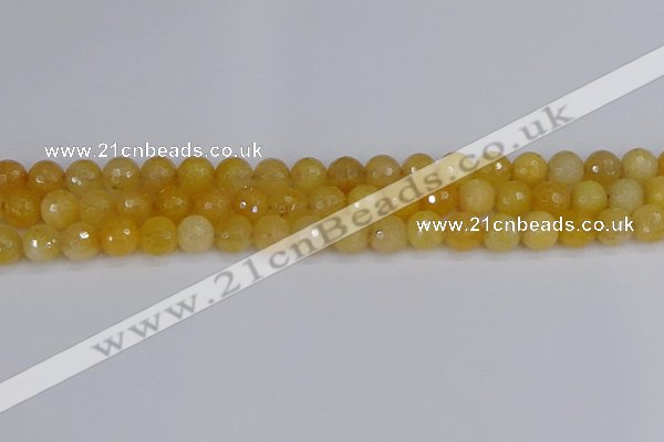 CYJ640 15.5 inches 8mm faceted round yellow jade beads wholesale