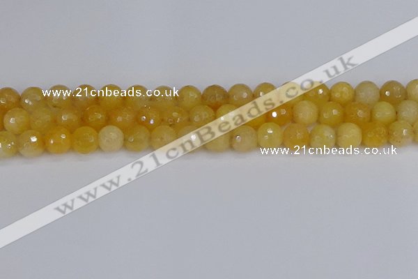 CYJ641 15.5 inches 10mm faceted round yellow jade beads wholesale