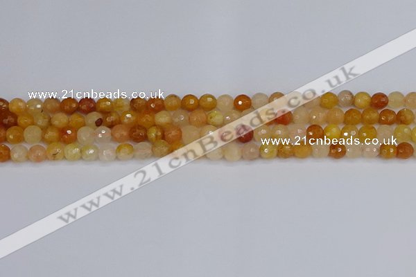 CYJ645 15.5 inches 4mm faceted round mixed yellow jade beads