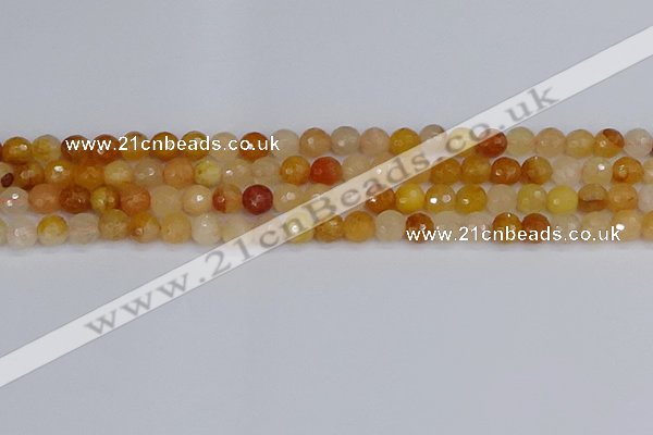 CYJ646 15.5 inches 6mm faceted round mixed yellow jade beads