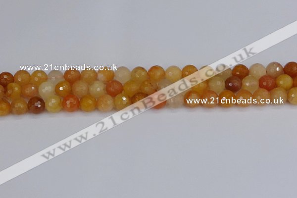 CYJ647 15.5 inches 8mm faceted round mixed yellow jade beads