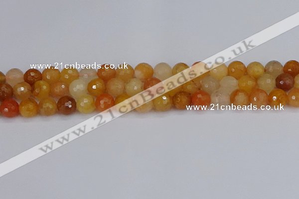 CYJ648 15.5 inches 10mm faceted round mixed yellow jade beads