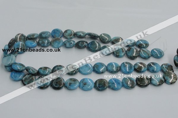 CYQ58 15.5 inches 16mm flat round dyed pyrite quartz beads wholesale