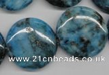 CYQ75 15.5 inches 25mm flat round dyed pyrite quartz beads wholesale