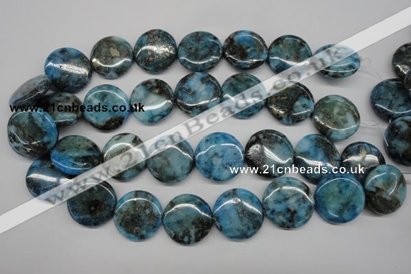 CYQ75 15.5 inches 25mm flat round dyed pyrite quartz beads wholesale