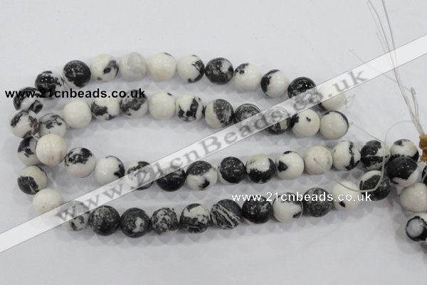 CZJ206 15.5 inches 14mm round black & white zebra jasper beads