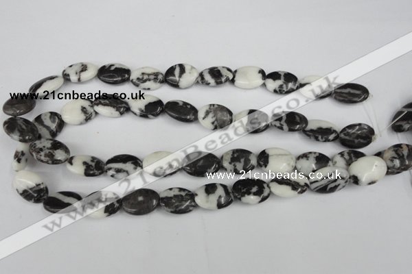 CZJ220 15.5 inches 13*18mm oval black & white zebra jasper beads