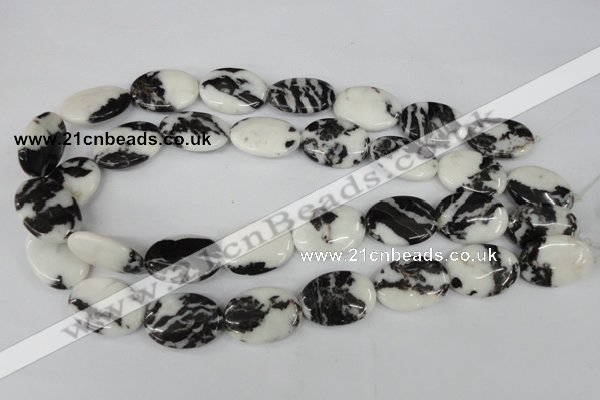 CZJ221 15.5 inches 18*25mm oval black & white zebra jasper beads