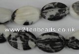 CZJ230 13*18mm carved oval black & white zebra jasper beads