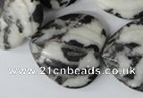 CZJ233 30*30mm carved heart black & white zebra jasper beads