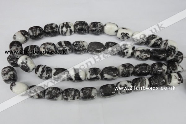 CZJ235 15.5 inches 13*18mm nugget black & white zebra jasper beads