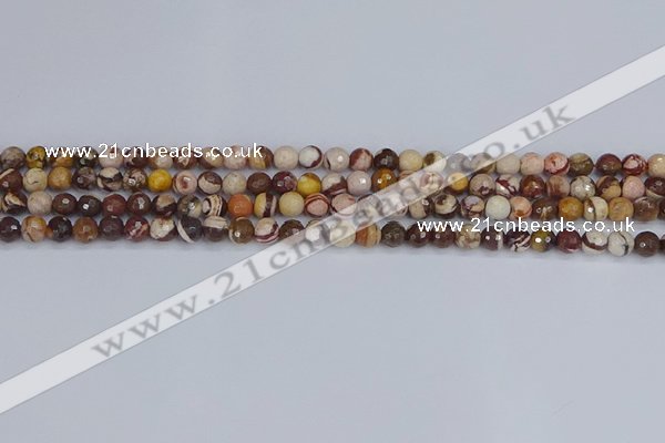 CZJ278 15.5 inches 4mm faceted round zebra jasper beads