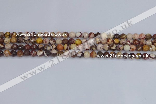 CZJ279 15.5 inches 6mm faceted round zebra jasper beads