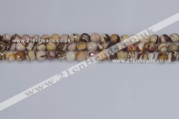 CZJ280 15.5 inches 8mm faceted round zebra jasper beads