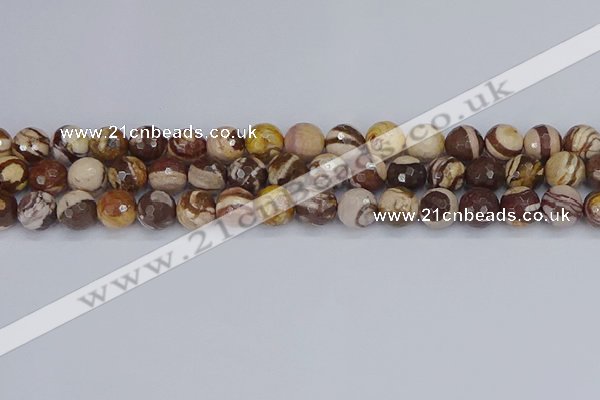 CZJ281 15.5 inches 10mm faceted round zebra jasper beads