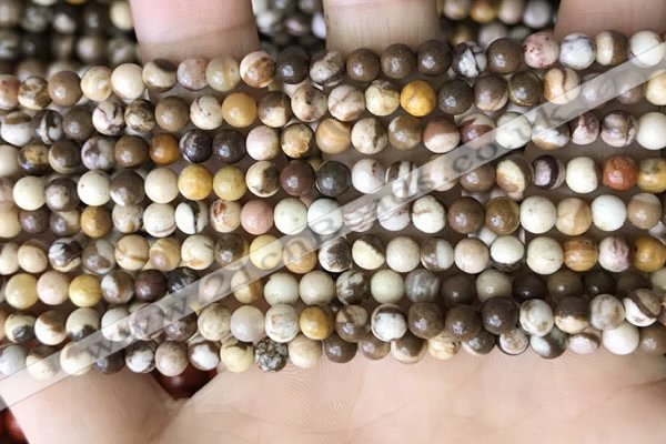 CZJ290 15.5 inches 4mm round brown zebra jasper beads wholesale